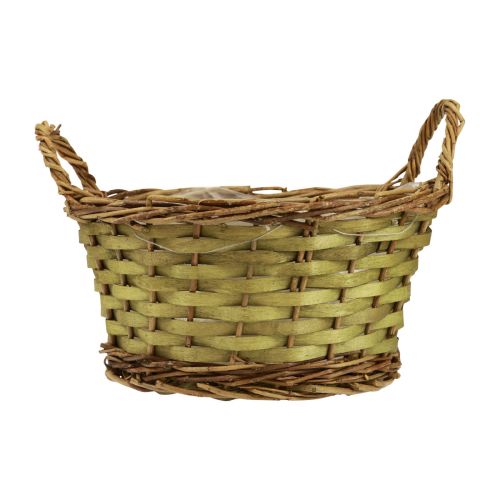Okrągły tkany kosz na rośliny z uchwytami w kolorze zielonym Ø24cm W17cm
