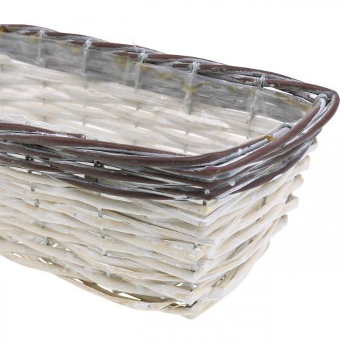 Floristik24 Kosz dekoracyjny biały, brązowy doniczka dwukolorowa 32×13,5×9,5cm