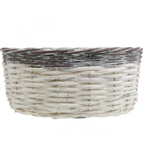 Produkt Kosz dekoracyjny okrągły biały, brązowy pleciony kosz na rośliny Ø29cm