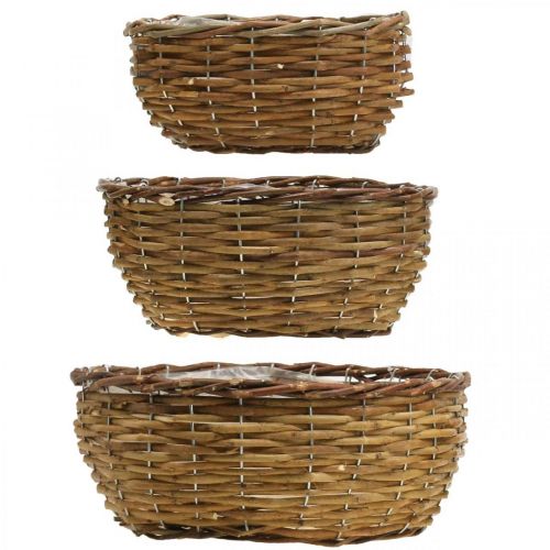 Floristik24 Kosz miska kosz na rośliny naturalny kosz wiklinowy Ø21,5/26/Ø31cm zestaw 3 szt