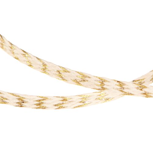 Produkt Sznurek bawełniany w kolorze złotym i kremowym 7mm 15m
