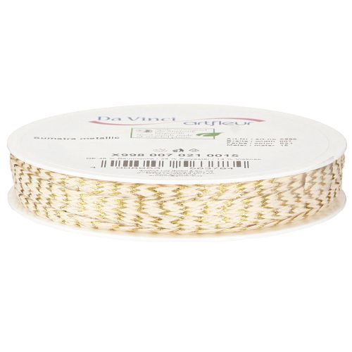 Produkt Sznurek bawełniany w kolorze złotym i kremowym 7mm 15m