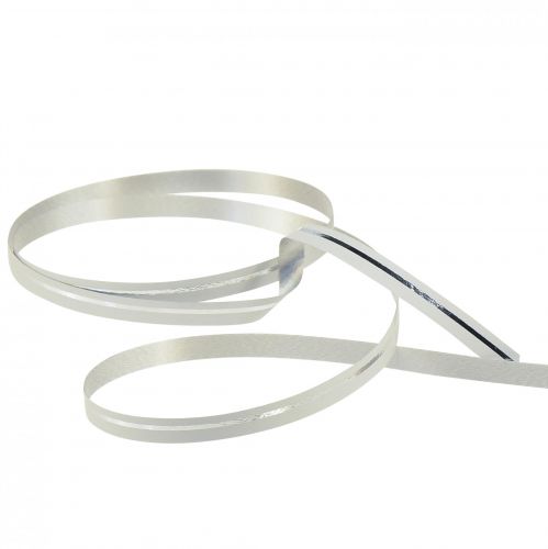 Produkt Wstążka prezentowa do curlingu biała w srebrne paski 10mm 250m