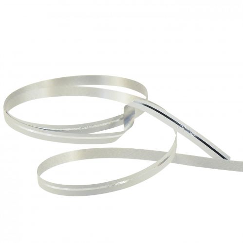 Produkt Wstążka prezentowa do curlingu biała w srebrne paski 5mm 250m
