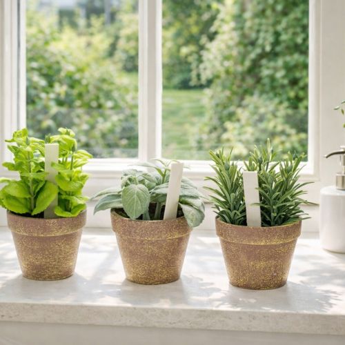 Produkt Sztuczna doniczka z ozdobnymi ziołami do kuchni, ogrodu, balkonu lub tarasu, 15m³, 3 sztuki