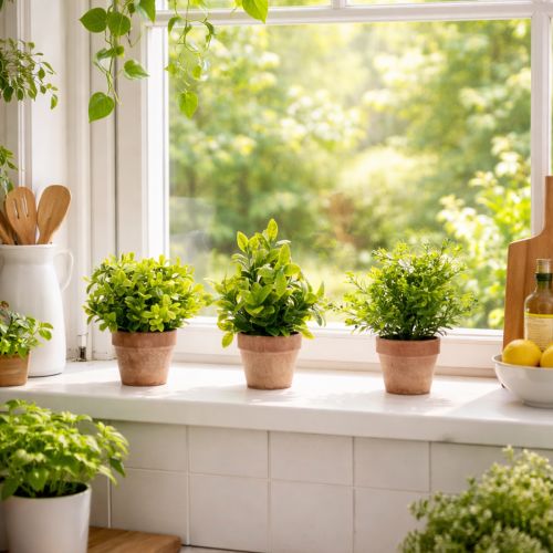 Produkt Sztuczna roślina w doniczce o realistycznej fakturze do użytku wewnątrz i na zewnątrz, 18 cm, 3 sztuki