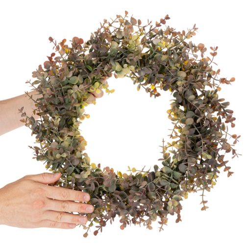 Sztuczny wianek eukaliptusowy, dekoracja jesienna, okrągły, 45 cm | Floristik24.pl