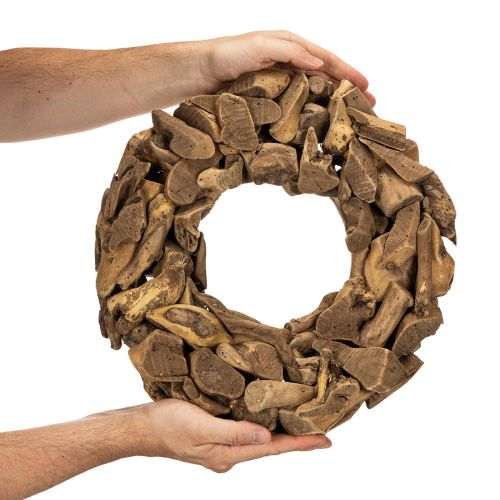 Wieniec dekoracyjny z naturalnych kawałków drewna, okrągły, 35cm | Floristik24.pl