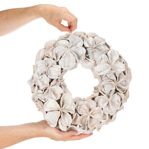 Wieniec z kwiatem lotosu, naturalna dekoracja, suszone kwiaty, 35 cm | Floristik24.pl