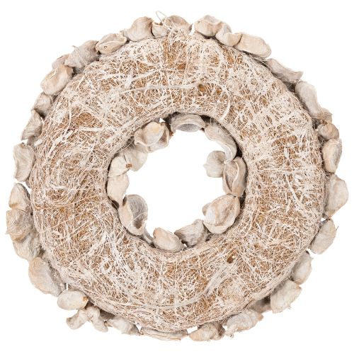 Wieniec z kwiatem lotosu, naturalna dekoracja, suszone kwiaty, 35 cm | Floristik24.pl