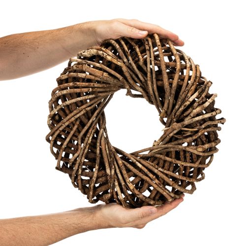 Wianek z gałązek naturalnych, okrągły wianek rattanowy do samodzielnego wykonania, 35 cm | Floristik24.pl