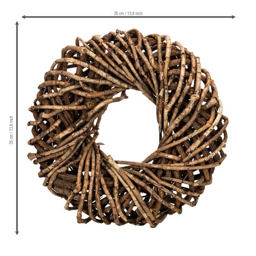 Wianek z gałązek naturalnych, okrągły wianek rattanowy do samodzielnego wykonania, 35 cm | Floristik24.pl
