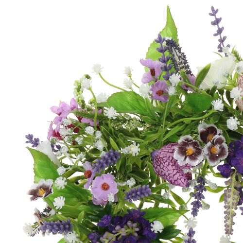 Floristik24 Wianek szachownica kwiat/lawenda/liliowy Ø28cm