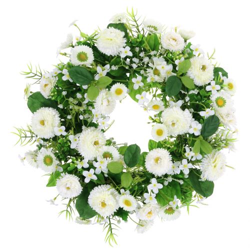 Floristik24 Wianek kwiatowy deco biały Bellis wianek na drzwi jedwabne kwiaty Ø30cm