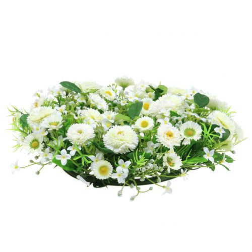 Floristik24 Wianek kwiatowy deco biały Bellis wianek na drzwi jedwabne kwiaty Ø30cm