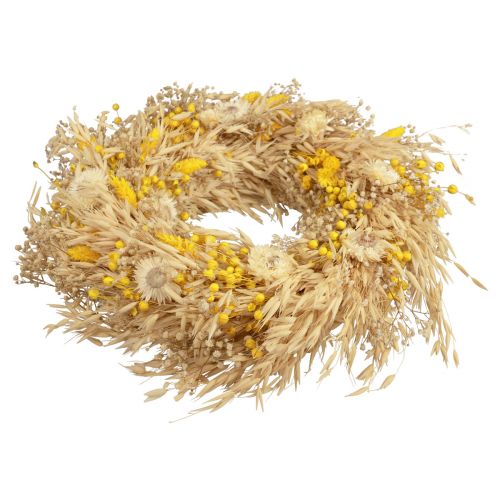 Produkt Wianek dekoracyjny wianek owsiany naturalny wianek kwiaty słomkowe żółte Ø29cm