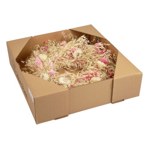 Produkt Wianek dekoracyjny wianek owsiany naturalny wianek kwiaty ze słomy różowy Ø29cm