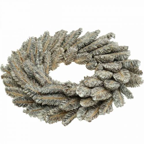 Floristik24 Deco Wieniec Wieniec Adwentowy Stożek Wieniec Adwentowy Wieniec Drzwiowy Biały, Brokat Ø35cm