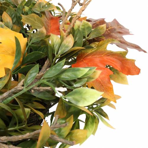 Produkt Wianek jesienny liście sztuczne zielony, żółty, pomarańczowy Ø45cm