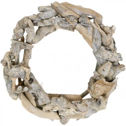 Floristik24 Wieniec Deco Wood Root Wieniec White Washed Ø35cm H9cm