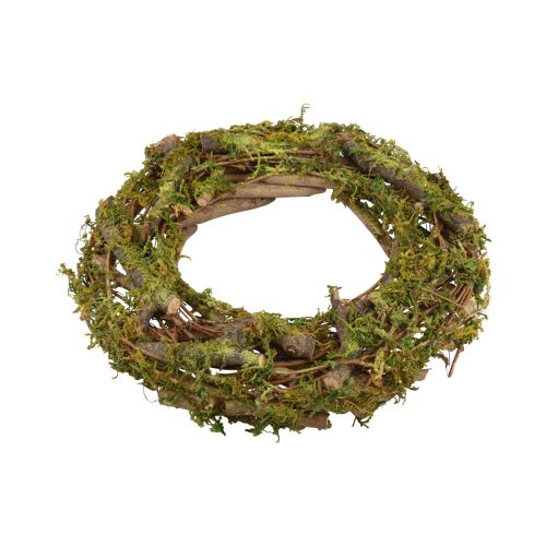 Floristik24 Wianek naturalny wianek drewniany wianek gałązki mchu brokat Ø28cm