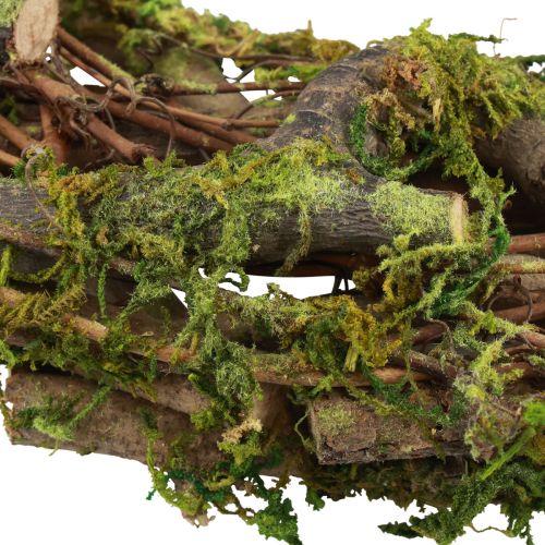 Floristik24 Wianek naturalny wianek drewniany wianek gałązki mchu brokat Ø28cm