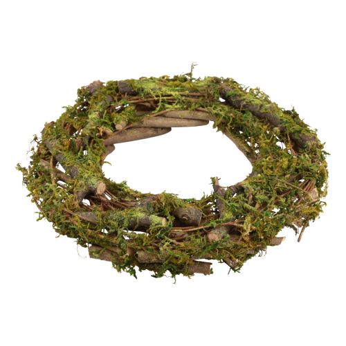 Floristik24 Wianek naturalny wianek drewniany wianek gałązki mchu brokat Ø40cm