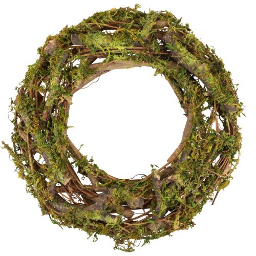 Floristik24 Wianek naturalny wianek drewniany wianek gałązki mchu brokat Ø40cm