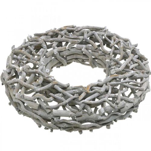 Produkt Wieniec Dekoracyjny Drewno Szary Wapienny Naturalny Wieniec Dekoracja Stołu Ø50cm