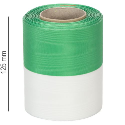 Produkt Wstążka do wieńca Moiré 125 mm x 25 m w kolorze zielonym i białym, wstążka taftowa, wstążka narodowa, wstążka dekoracyjna