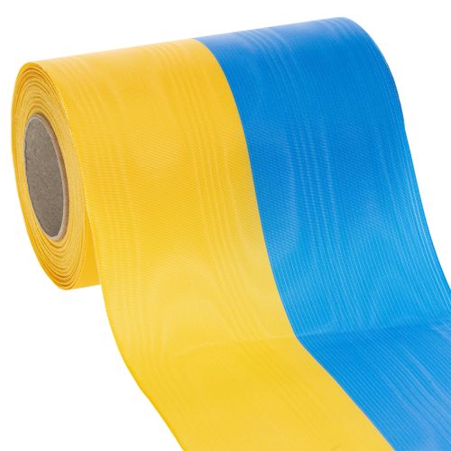Produkt Wstążki do wieńców Moiré 150 mm w kolorze niebieskim i żółtym - najwyższej jakości wstążka żałobna i dekoracyjna, na uroczystości, wstążka kokardka
