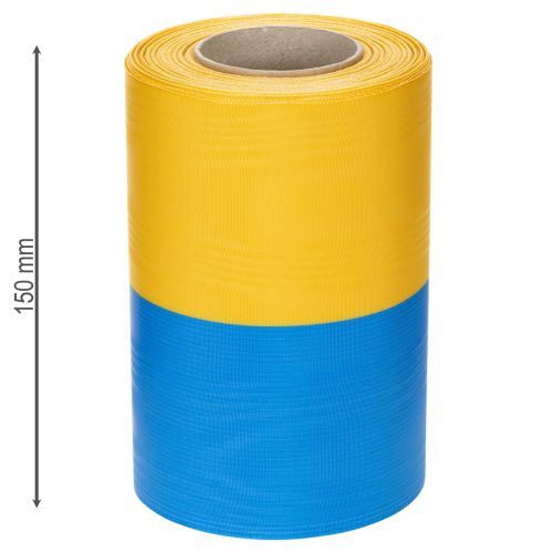Produkt Wstążki do wieńców Moiré 150 mm w kolorze niebieskim i żółtym - najwyższej jakości wstążka żałobna i dekoracyjna, na uroczystości, wstążka kokardka