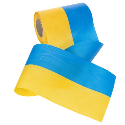 Produkt Wstążki do wieńców Moiré 150 mm w kolorze niebieskim i żółtym - najwyższej jakości wstążka żałobna i dekoracyjna, na uroczystości, wstążka kokardka