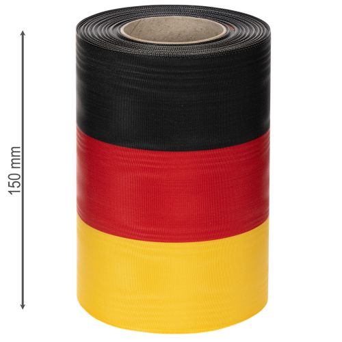 Produkt Wstążki do wieńców Moiré 150 mm czarno-czerwono-złote z francuskim efektem Moiré, rolka 25 m do dekoracji i ceremonii pogrzebowych