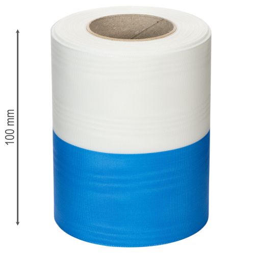 Produkt Wstążka do wieńca Moiré Blue and White 125 mm – Wysokiej jakości wstążka żałobna i dekoracyjna, wstążka narodowa o eleganckim wyglądzie, rolka 25 m