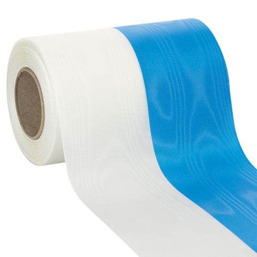Produkt Wstążki do wieńców Moiré w kolorze niebiesko-białym, 150 mm