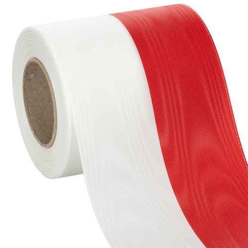Produkt Wstążki do wieńców Moiré biało-czerwone 100 mm
