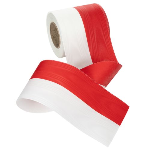 Produkt Wstążki do wieńców Moiré biało-czerwone 100 mm