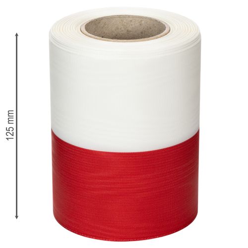 Produkt Biało-czerwona wstążka do wieńca z mory, 125 mm - wstążka żałobna, wstążka ozdobna, wstążka kokardka, wstążka świąteczna, rolka 25 m