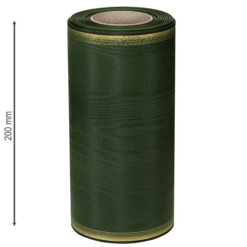 Produkt Wstążka do wieńców Moiré, 200 mm, ciemnozielona, z perłowym brzegiem i splotem taftowym – dekoracyjna wstążka na uroczystości i pogrzeby, 25 m