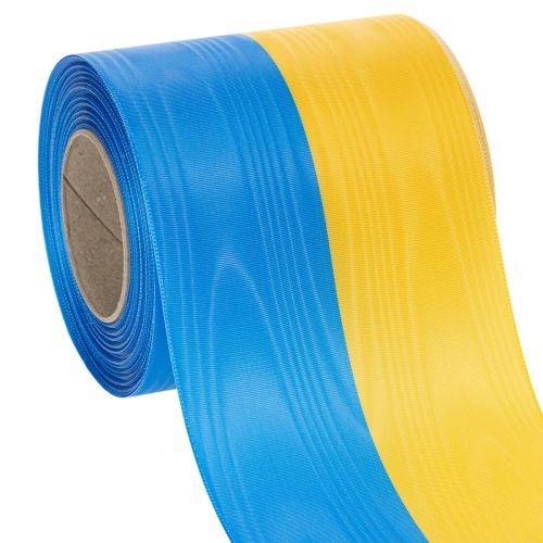 Produkt Wstążka do wieńca w kolorze niebiesko-żółtym, 100 mm, wstążka narodowa, wstążka klubowa, wstążka ozdobna, wstążka żałobna, octan