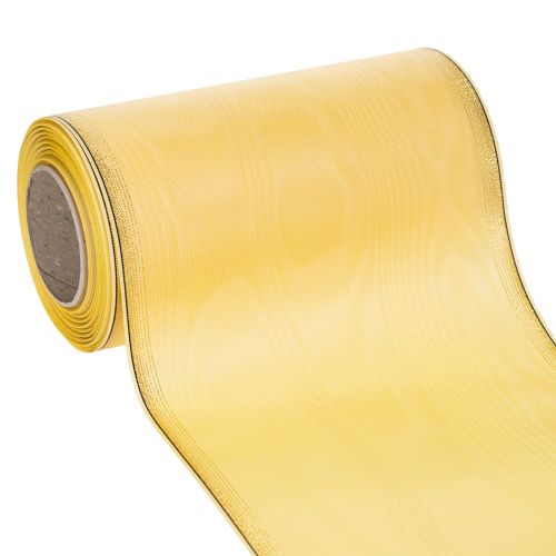 Floristik24 Wstążka do wianka moiré żółta 175mm 25m