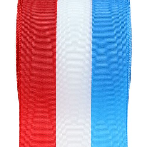 Floristik24 Wstążka do wianka mora niebiesko-biało-czerwona 75mm