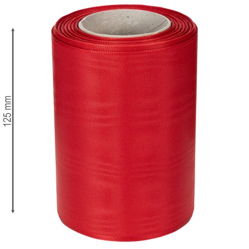 Produkt Czerwona wstążka do wieńca 125 mm x 25 m - Wstążka do florystyki pogrzebowej, napisów i dekoracji