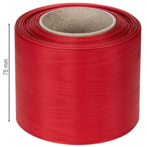 Produkt Czerwona wstążka do wieńca 75 mm x 25 m - Florystyka i dekoracja pogrzebowa, Wytrzymała wstążka do napisów