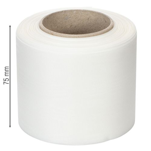Produkt Biała wstążka do wieńców, wysokiej jakości, 75 mm x 25 m - dekoracyjna wstążka do florystyki i usług pogrzebowych, idealna do nadruku.