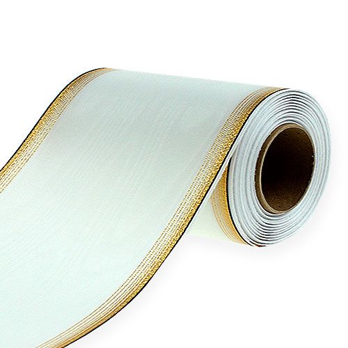 Floristik24 Wstążka do wianka Moiré 150mm, biała