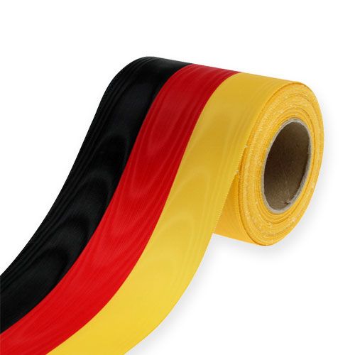 Floristik24 Wstążki do wianków Moiré czarno-czerwono-złote 100 mm