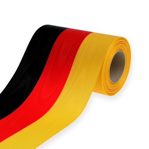 Floristik24 Wstążki wiankowe Moiré czarno-czerwono-złote 150 mm