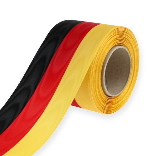 Floristik24 Wstążki do wianków Moiré czarno-czerwono-złote 75 mm